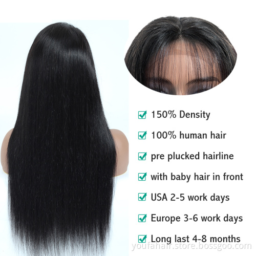 Raw Indian Hair Wig Vendor Straight Glueless Lace Closure Human Hair Wig Virgin Cuticle Aligned Hair Unprocessed 4x4 HD Lace Wig